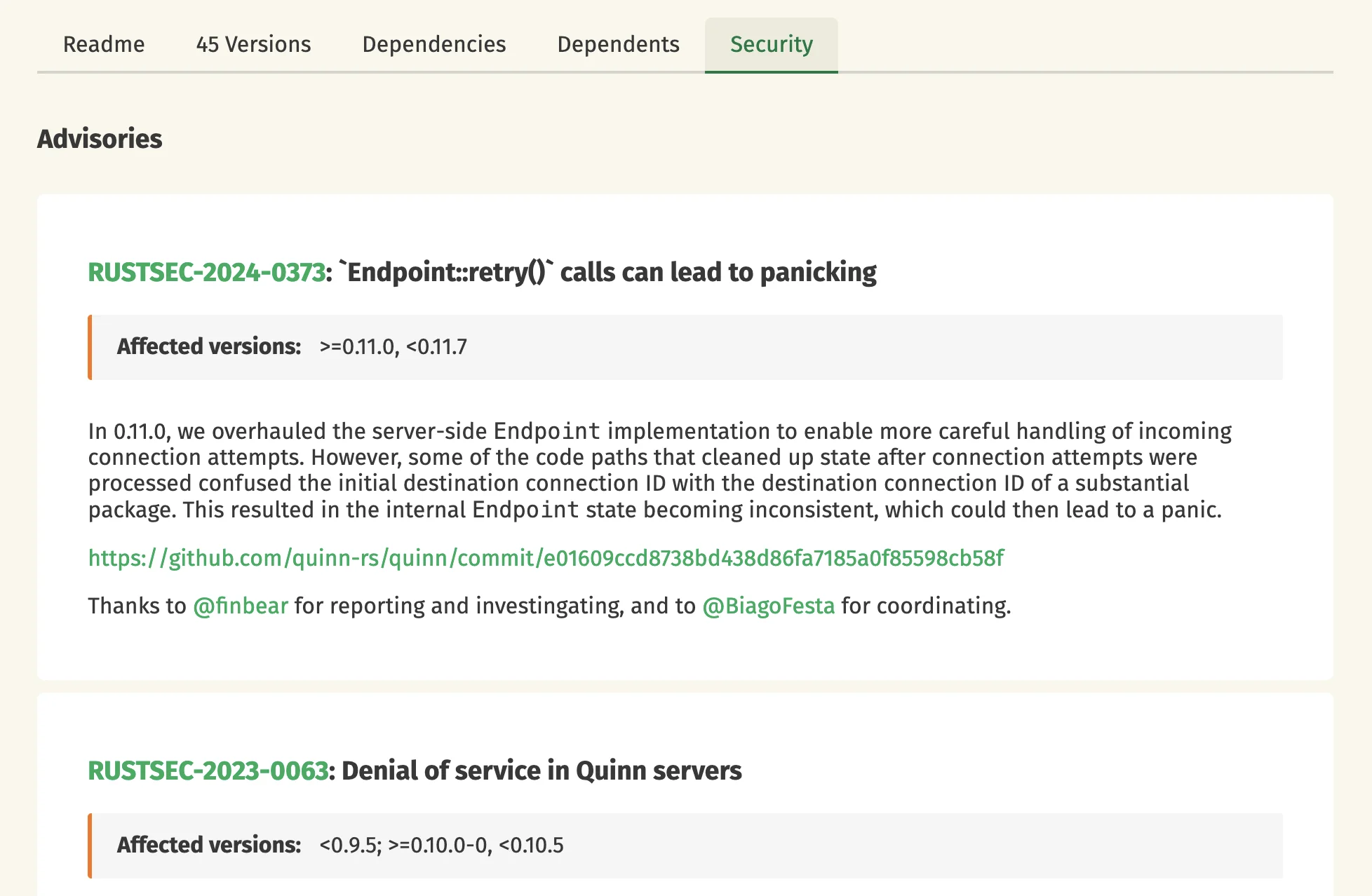 Security Tab Screenshot